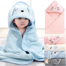 Load image into Gallery viewer, Baby Hooded Bath Towels Cartoon Animal Newborn Soft Towel Blanket Toddler Bathrobe Warm Sleeping Swaddle Wrap for Boys Girls
