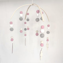 Load image into Gallery viewer, Baby Nordic Wooden Beads Wind Chimes with Wool Balls Nursery Mobile Crib Bed Bell Baby Bedroom Ceiling Wooden Beads Wind Chime Hanging Newborn Baby Bed Hanging Wind-bell Crib Tent Kids Room Decorations Ornaments
