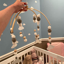 Load image into Gallery viewer, Baby Nordic Wooden Beads Wind Chimes with Wool Balls Nursery Mobile Crib Bed Bell Baby Bedroom Ceiling Wooden Beads Wind Chime Hanging Newborn Baby Bed Hanging Wind-bell Crib Tent Kids Room Decorations Ornaments
