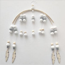 Load image into Gallery viewer, Baby Nordic Wooden Beads Wind Chimes with Wool Balls Nursery Mobile Crib Bed Bell Baby Bedroom Ceiling Wooden Beads Wind Chime Hanging Newborn Baby Bed Hanging Wind-bell Crib Tent Kids Room Decorations Ornaments
