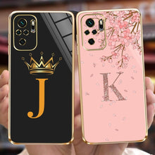 Load image into Gallery viewer, Back Shockproof Armor A-Z Letter Case For Xiaomi Redmi Note 10 Case Redmi Note 11S New 26 Letters Soft Slim Plating Phone Case For Xiaomi Redmi Note 10 Pro Max Bumper
