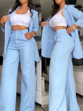 Load image into Gallery viewer, Women's Longline Open-Front Blazer &amp; High-Waist Wide-Leg Trousers Suit Set – 8 Colors
