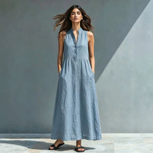 Load image into Gallery viewer, Women's Stand-Collar A-Line Maxi Dress – Resort &amp; Vacation Style
