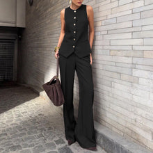Load image into Gallery viewer, Women's Elegant Sleeveless Vest &amp; Wide-Leg Pants Set – Office 2-Piece
