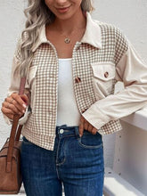 Load image into Gallery viewer, Women's Houndstooth Button-Up Long Sleeve Jacket – Chic &amp; Pocketed Lightweight Outerwear
