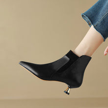 Load image into Gallery viewer, Women's Genuine Leather Kitten Heel Ankle Boots – Pointed Toe Side Zip
