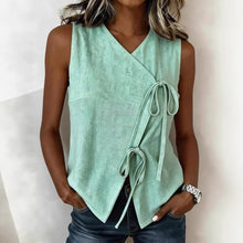 Load image into Gallery viewer, Bow-Tied V-Neck Sleeveless Tank Top – 5 Colors, S–XXL
