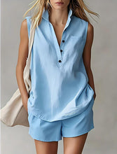 Load image into Gallery viewer, Women's Casual Sleeveless Cardigan Top &amp; Shorts Set
