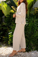 Load image into Gallery viewer, Stripe Collared Top and Drawstring Pants Set
