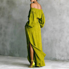 Load image into Gallery viewer, Off-Shoulder Top &amp; Asymmetrical Maxi Skirt Set – Women's 2-Piece Outfit
