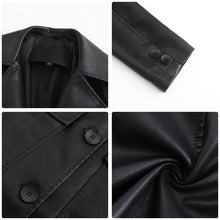 Load image into Gallery viewer, Women’s Long Leather Trench Coat – Fashion Outerwear

