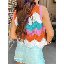 Load image into Gallery viewer, Women’s Rainbow-Striped Cropped Sweater Vest
