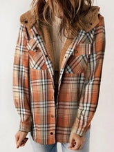 Load image into Gallery viewer, Plaid Snap Down Plush Hooded Jacket Soft &amp; Warm Women Outerwear Cozy And Comfortable Jacket
