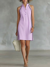 Load image into Gallery viewer, Women’s Sleeveless Button-Up Collar Shirt Dress
