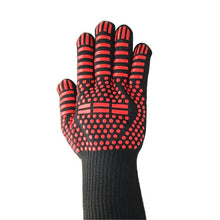 Load image into Gallery viewer, BBQ Gloves High Temperature Resistance Oven Mitts 500 800 Degrees Fireproof Barbecue Heat Insulation Microwave Oven Gloves Silicone Non-Slip Kitchen Cooking Gloves for Barbecue Cooking
