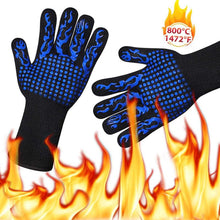 Load image into Gallery viewer, BBQ Gloves High Temperature Resistance Oven Mitts 500 800 Degrees Fireproof Barbecue Heat Insulation Microwave Oven Gloves Silicone Non-Slip Kitchen Cooking Gloves for Barbecue Cooking
