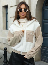 Load image into Gallery viewer, Modern White Contrast Zip-Up Long Sleeve Jacket Trendy &amp; Lightweight Outerwear For Everyday Wear
