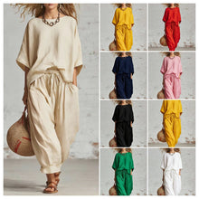 Load image into Gallery viewer, Women's Solid Color Loose Casual Set – T-Shirt &amp; Ankle Pants
