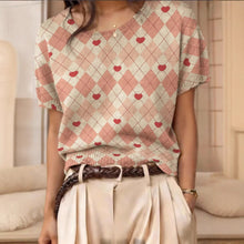 Load image into Gallery viewer, Women's Retro Short-Sleeve Jacquard Knit Top

