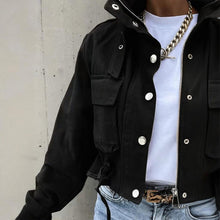 Load image into Gallery viewer, Women’s stand collar drawstring hem jacket
