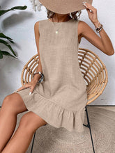 Load image into Gallery viewer, Women's Ruffle Lace-Up Mini Dress – Short Sleeve Loose Beach Dress

