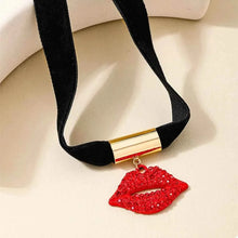 Load image into Gallery viewer, Rhinestone Lip Earrings and Necklace Jewelry Set
