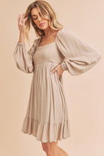Load image into Gallery viewer, Ruffled Hem Square Neck Balloon Sleeve Mini Dress For Women - Trendy Smocked Detail, Chic Feminine Style, Perfect for Casual &amp; Semi-Formal Occasions
