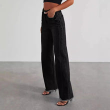 Load image into Gallery viewer, Mandotos Fashion High Waist Jeans With Pockets Slim Fit Straight Wide Leg Denim Pants
