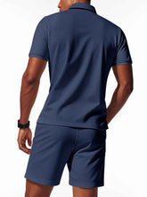 Load image into Gallery viewer, Men's Plus Size Quarter Zip Short Sleeve Top and Shorts Set
