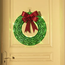 Load image into Gallery viewer, Christmas Garland 50CM Luminous LED Warm Light Metal Luminous Wreath With Big Bowknot Christmas Front Door Home Holiday Party Door Hanging Decor
