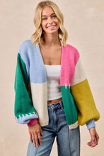 Load image into Gallery viewer, BiBi Color Block Open Front Sweater Cardigan
