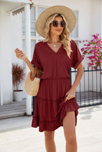 Load image into Gallery viewer, Short Sleeve Tiered Mini Dress Feminine &amp; Flowy Modern Women Summer Dress
