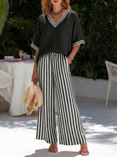 Load image into Gallery viewer, Women's Striped Tunic Top &amp; Casual Trousers Two-Piece Set
