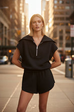 Load image into Gallery viewer, Half-Zip Lapel Sweatshirt &amp; Shorts Two-Piece Set | 6 Colors
