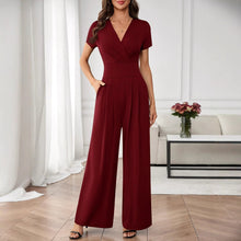 Load image into Gallery viewer, Three-Quarter Sleeve Pleated Wide-Leg Jumpsuit | 2 Colors S–XL
