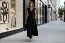 Load image into Gallery viewer, V-Neck Puff-Sleeve Dress with Pockets – Cotton Linen, 7 Colors

