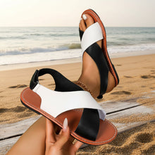 Load image into Gallery viewer, Women's Color-Block Cross-Strap Flat Sandals
