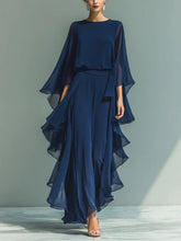 Load image into Gallery viewer, Ruffle Edge Wide-Leg Pants Set – Elegant Long Sleeve Two-Piece Outfit for Women
