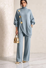 Load image into Gallery viewer, Women's Asymmetric High-Neck Sweater &amp; Wide-Leg Pants Set

