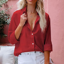 Load image into Gallery viewer, Simple Button Front Shirt, Elegant Long Sleeve Shirt Tops
