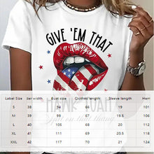 Load image into Gallery viewer, Women's Round Neck American Flag Lips &amp; Stars Print Summer Top
