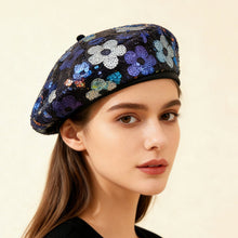 Load image into Gallery viewer, Sequin Flower Beret – Trendy Painter's Hat for Women | Outdoor &amp; Everyday Style
