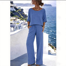 Load image into Gallery viewer, Women's Resort Set – Short Sleeve Top &amp; Wide-Leg Pants
