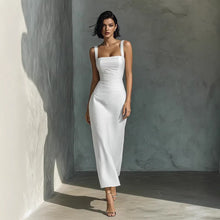 Load image into Gallery viewer, Square Neck Sling Dress – High Waist Midi Dress
