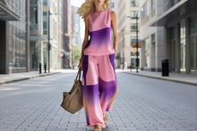 Load image into Gallery viewer, Women's Sleeveless Printed Tank Top &amp; Wide-Leg Pants Two-Piece Set
