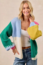 Load image into Gallery viewer, BiBi Color Block Open Front Sweater Cardigan
