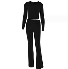 Load image into Gallery viewer, Long Sleeve Sweater And High Waist Long Pants Set
