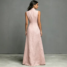 Load image into Gallery viewer, Women's Stand-Collar Single-Breasted Sleeveless Midi Dress
