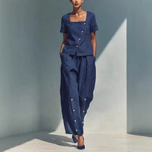 Load image into Gallery viewer, Women's Loose Short-Sleeve Top &amp; High-Waist Pants Set – Plus Size Friendly
