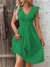 Load image into Gallery viewer, Waisted V-Neck Lace Midi Dress
